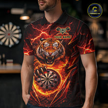 Load image into Gallery viewer, Red Flaming Tiger Thunder Dartboard Men Darts Polo Shirt Custom Funny Darts Team Jersey NYN2610