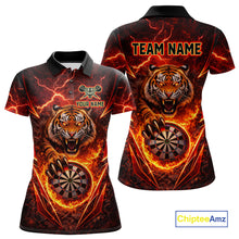 Load image into Gallery viewer, Red Flaming Tiger Thunder Dartboard Women Darts Polo Shirt Custom Funny Darts Team Jersey NYN2610