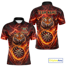 Load image into Gallery viewer, Red Flaming Tiger Thunder Dartboard Men Darts Polo Shirt Custom Funny Darts Team Jersey NYN2610