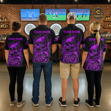 Load image into Gallery viewer, Fire Flame Skull Purple Grunge Dartboard Custom Dart Quarter-Zip Shirt For Men Dart League Jerseys NYN2093