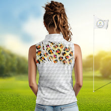 Load image into Gallery viewer, Yellow Leopard Pattern Womens Golf Sleeveless Polo Shirts Custom Unique Polo Shirts Golf Team Outfits NYN3388