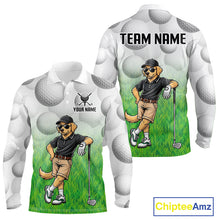 Load image into Gallery viewer, Funny golden retriever mens golf polo shirt golf outfit