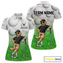 Load image into Gallery viewer, Funny golden retriever womens golf polo shirt golf outfit
