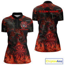 Load image into Gallery viewer, Fire Flames Darts Dragon Red Dart 1/4-Zip Shirts For Women Personalized Team Dart Jerseys NYN2104