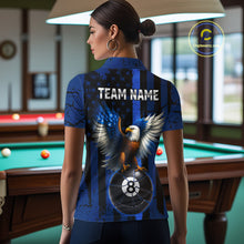Load image into Gallery viewer, Eagle Crack 8 Ball Pool Women Billiard Team Shirt Custom Polo &amp; 1/4-Zip Billiard Apparel|Blue NYN2382