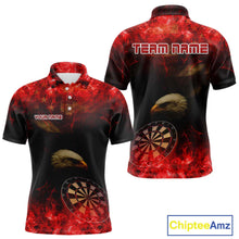 Load image into Gallery viewer, Custom Black And Red Flames Eagle Dartboard Darts Polo Shirt For Men Outfit Darts Jerseys NYN0944