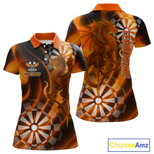 Load image into Gallery viewer, Custom Women's Darts Polo Shirt Dragon And Dartboard - Personalized Name &amp; Team NYN0721