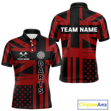 Load image into Gallery viewer, Dartboard Shield US Flag - Men's Patriotic Darts Shirt - Custom Name For Players NYN0489