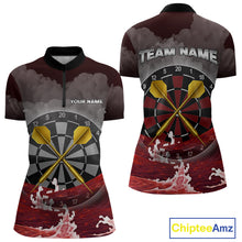 Load image into Gallery viewer, Scarlet Ocean With Golden Arrows - Women's Darts Team Shirt - Custom Name For Players NYN0492