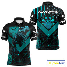 Load image into Gallery viewer, It's In My DNA Custom Turquoise Dinosaur Dart Polo Shirt For Men US Flag Dart Jerseys NYN1366