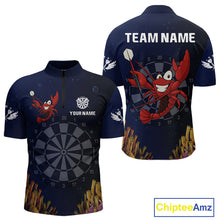 Load image into Gallery viewer, Maroon Lobster &amp; Dartboard In The Ocean Men's Darts Shirt - Custom Name For Players NYN0523