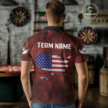 Load image into Gallery viewer, US Flag &amp; Map Dartboard Men's Red Darts Shirt - Custom Name For Darts Jersey NYN0524
