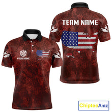 Load image into Gallery viewer, US Flag &amp; Map Dartboard Men's Red Darts Shirt - Custom Name For Darts Jersey NYN0524