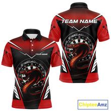 Load image into Gallery viewer, Maroon Cobra &amp; Dartboard Men's Darts Polo Shirt - Custom Name For Darts Jersey NYN0752