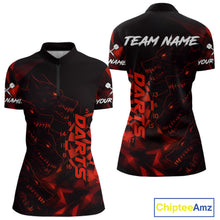 Load image into Gallery viewer, Custom Black And Red Wolf Dartboard Dart 1/4-Zip Jersey For Women Outfits Dart Team Jerseys NYN1400