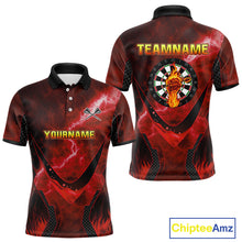 Load image into Gallery viewer, Lightning Red Flame Hand &amp; Darts Men's Darts Shirt - Custom Name For Players NYN0543