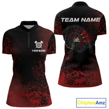 Load image into Gallery viewer, Red Arrows &amp; Dartboard Women's Darts Quarter-Zip Shirt - Custom Name For Darts Jersey NYN0759