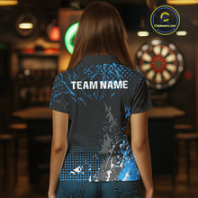 Load image into Gallery viewer, Black Blue Dartboard Skeleton Grunge Women's Darts Shirt - Custom Name For Players NYN0567