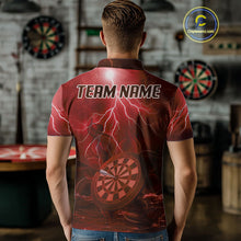 Load image into Gallery viewer, Thunder Dartboard In The Ocean Red Darts Shirt For Men - Custom Name &amp; Team NYN0615