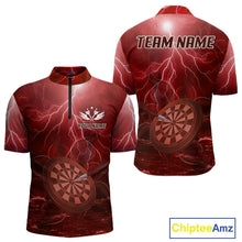 Load image into Gallery viewer, Thunder Dartboard In The Ocean Red Darts Shirt For Men - Custom Name &amp; Team NYN0615