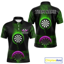 Load image into Gallery viewer, Thunder Dartboards Men's Darts Shirt - Custom Name &amp; Team | Opt3 - Green Purple NYN0633