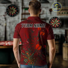 Load image into Gallery viewer, Cracked Dartboard Broken Glass Men's Darts Shirt Custom Name &amp; Team | Opt2 - Red NYN0654