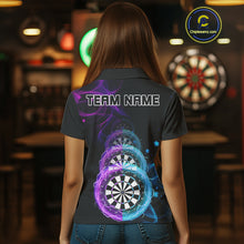 Load image into Gallery viewer, Smoke Thunder Dartboards Women's Darts Shirt Custom Name &amp; Team | Opt1 - Purple Turquoise NYN0662