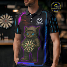 Load image into Gallery viewer, Lightning Cat Tech Neon Dartboard Men's Darts Shirt - Custom Name For Darts Jersey NYN0429