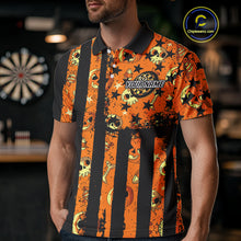Load image into Gallery viewer, Pumpkin &amp; Dartboard Custom Funny Halloween Dart Polo Shirts For Men, Dart Team Jerseys NYN0805