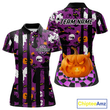 Load image into Gallery viewer, Pumpkin &amp; Dartboard Custom Funny Halloween Dart Polo Shirts For Women, Dart Team Jerseys NYN0806