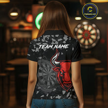Load image into Gallery viewer, Bull &amp; Dartboard Custom Grunge Women's Darts Polo Shirt  - Red Darts Team Jersey NYN0716
