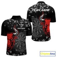 Load image into Gallery viewer, Bull &amp; Dartboard Custom Grunge Men's Darts Quarter-zip Shirt - Red Darts Team Jersey NYN0716