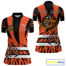 Load image into Gallery viewer, Fierce Tiger &amp; Claws Dartboard Women's Orange Darts Shirt - Custom Name For Players NYN0479