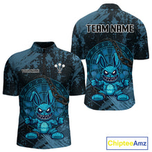 Load image into Gallery viewer, Crazy Rabbit Dartboard Arrows Grunge Darts Shirt For Men - Custom Name &amp; Team | Opt1 - Blue NYN0628
