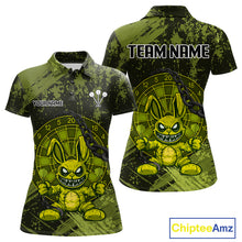 Load image into Gallery viewer, Crazy Rabbit Dartboard Arrows Grunge Darts Shirt For Women - Custom Name &amp; Team | Opt2 - Military NYN0629