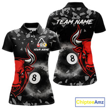 Load image into Gallery viewer, Grey Smokes Ball 8 Pool Billiard Shirts For Women Custom Funny Bull Billiard Team Jerseys NYN2297