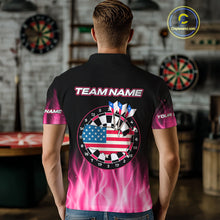 Load image into Gallery viewer, US Flag Dartboard &amp; Dart Arrows Custom Flaming Darts Shirt For Men | Opt1 - Pink NYN0676