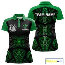 Load image into Gallery viewer, Armor-Style Tribal Green Dartboard Women's Darts Shirt - Custom Name For Darts Jersey NYN0432