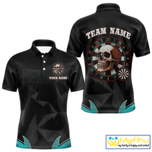 Load image into Gallery viewer, Turquoise Galaxy &amp; Colorful Dartboard Men's Darts Shirt - Custom Name For Players NYN0474