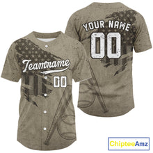 Load image into Gallery viewer, Custom US Flag Patriotic Baseball Shirt For Men Outfit Brown Grunge Baseball Jerseys NYN1327