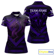 Load image into Gallery viewer, Custom Purple Grunge Dragon Dartboard Dart Polo Shirt For Women Outfit Dart Team Jersey NYN1364