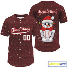 Load image into Gallery viewer, Custom Snowman Merry Christmas Baseball Jerseys For Men Youth Xmas Baseball Jerseys NYN1388