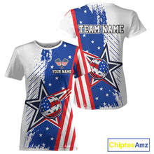 Load image into Gallery viewer, Red White Blue 250th Anniversary Pickleball Shirt For Women Patriotic USA Pickleball Jersey