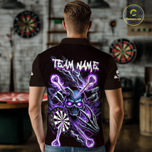 Load image into Gallery viewer, Personalized Purple Skeleton Thunder Lightning Men Dart Polo Shirt Skull Dart Jerseys NYN2119
