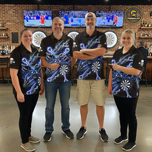 Load image into Gallery viewer, Personalized Blue Skeleton Thunder Lightning Men Dart Quarter- Zip Shirts Skull Dart Jerseys NYN2120