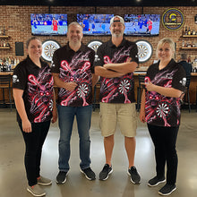 Load image into Gallery viewer, Personalized Red Skeleton Thunder Lightning Men Dart Quarter- Zip Shirts Skull Dart Jerseys NYN2121