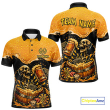 Load image into Gallery viewer, Custom Funny Skeleton Play Dart And Beer Dartboard Men Polo Shirt Personalized Dart Team Jerseys NYN2773