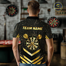 Load image into Gallery viewer, Black And Gold Dartboard Men Dart Polo &amp; 1/4-Zip Shirt Custom Cracked Dart Jersey For Darters NYN3002