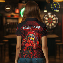 Load image into Gallery viewer, Red Splatter Rooster Darts Polo &amp; 1/4-Zip Shirt For Women Custom Funny Dart Jersey For Darters NYN3005