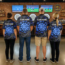 Load image into Gallery viewer, Custom Grey Blue Flaming Dartboard Darts Women Polo &amp; 1/4-Zip Shirts Dart Team Jerseys NYN2806